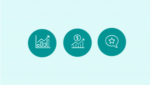 translation agency owner analyzing business metrics and KPI dashboard on computer screen showing growth data