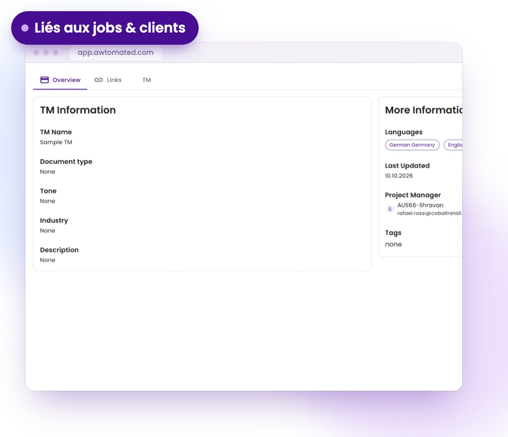 Écran Awtomated : Liées à votre travail