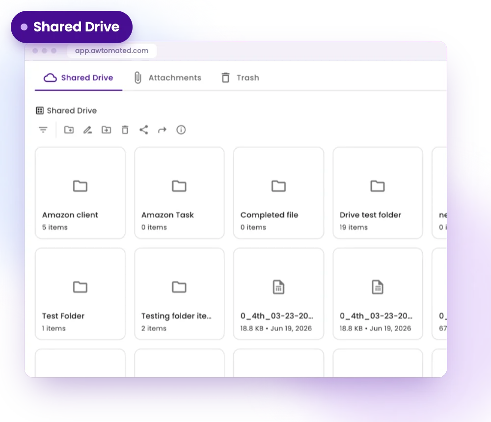 Écran Awtomated : Shared Drive pour toute l’équipe