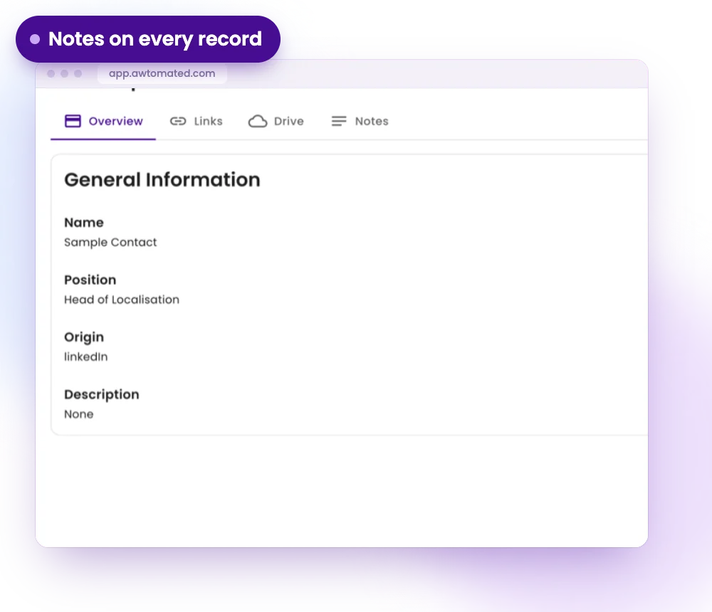 Awtomated screen: Notes on every record