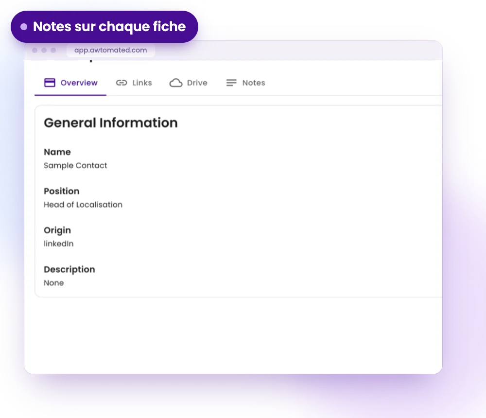 Écran Awtomated : Des notes sur chaque enregistrement