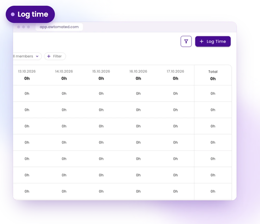 Awtomated screen: Log time in seconds